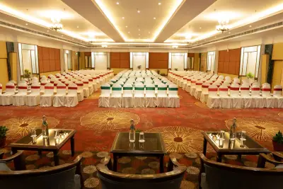 Pokhara Grande - Photo 3 Event hall with rows of covered chairs at Pokhara Grande